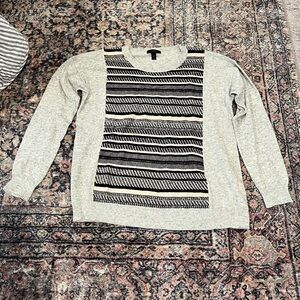 J.Crew Wool Blend Sweater Gray Black Stripe M
